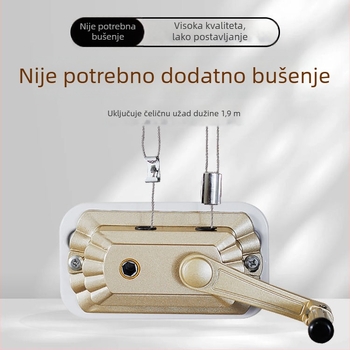 Sušilka za odjeću s dvostrukom šipkom, ručni pogon, aluminijska legura, unutarnji podizni mehanizam