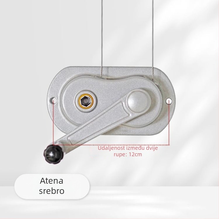 Sušilka za odjeću s dvostrukom šipkom, ručni pogon, aluminijska legura, unutarnji podizni mehanizam