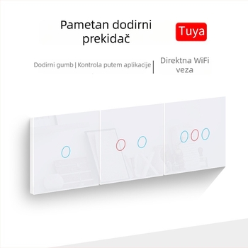 Pametni WiFi prekidač za kućnu upotrebu – jednovodično/neutralno, RF433 daljinsko upravljanje, Alexa tajmer, dodirni upravljanje (100-240V, 10A, razmak rupa 60mm, otporno na plamen ABS)