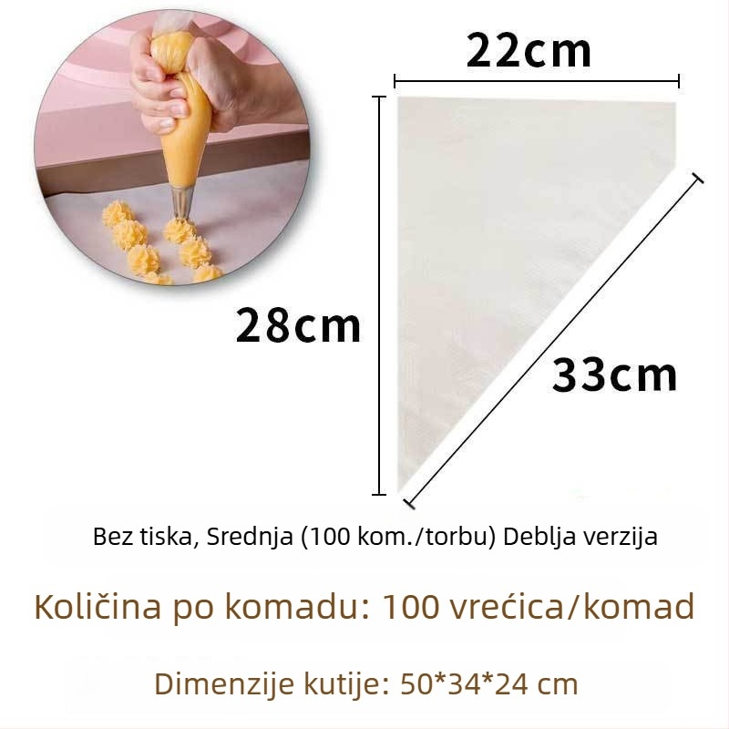 Dekorativna vrećica za ukrašavanje, PE materijal, ponovno upotrebljiva, pakiranje 100 kom, moderni minimalistički stil