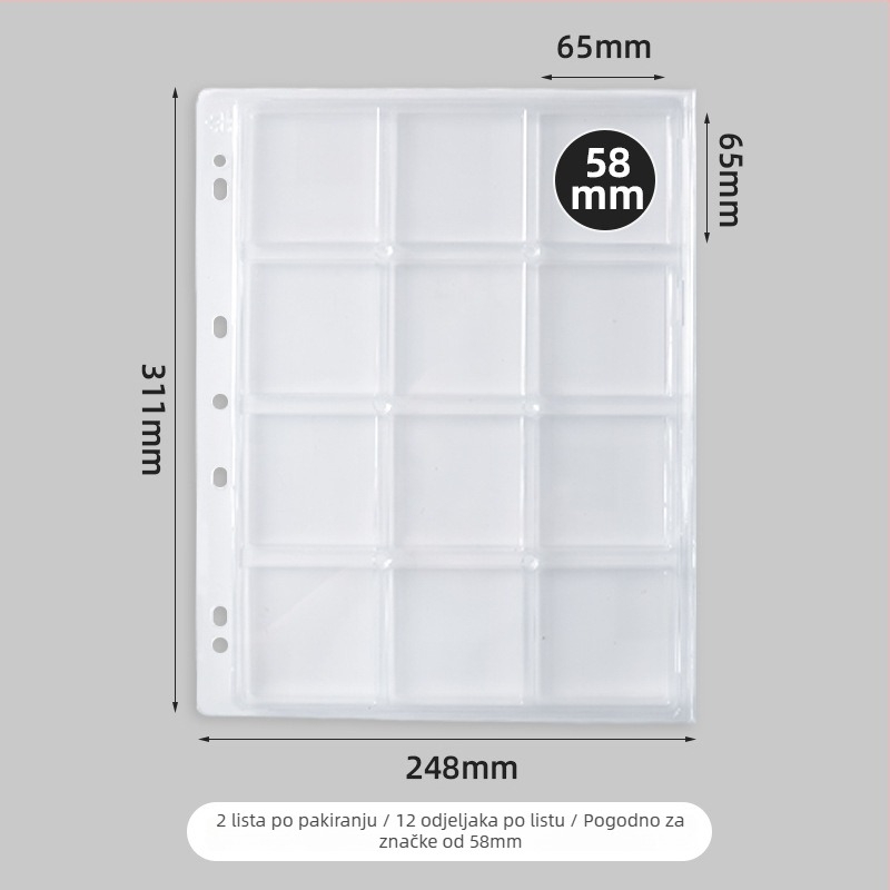 Akrilni stolni izložbeni binder za značke, proziran, prašinu otporan, veliki kapacitet, PP korica, stil slobodnih listova, 1 unutarnja stranica