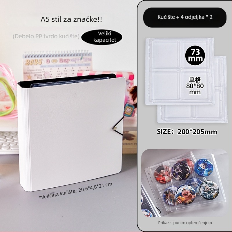 Akrilni stolni izložbeni binder za značke, proziran, prašinu otporan, veliki kapacitet, PP korica, stil slobodnih listova, 1 unutarnja stranica