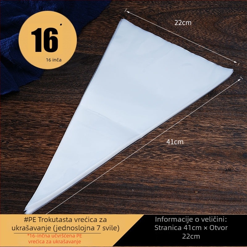 Vrećica za ukrašavanje - debela prozirna jednokratna vrećica za tijesto, trokutasti oblik, PE materijal, paket 50 kom.