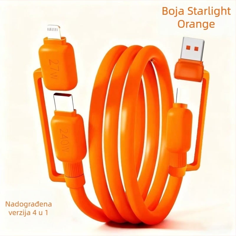 4-u-1 kabel za brzo punjenje i prijenos podataka: Lightning, USB 3.0 i Type-C – 120W, QC kompatibilan