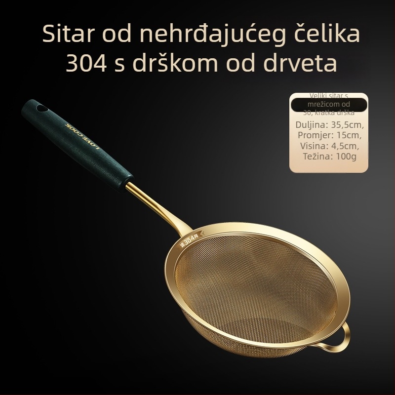 Kuhinjsko sito od nehrđajućeg čelika 304 – protuklizno, prilagođeno logo, mogućnost prilagodbe, lagani luksuzni stil