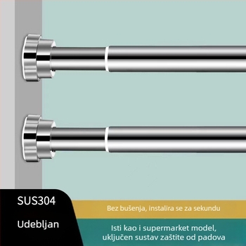 Nerđajuća čelična produživa šipka za sušenje odjeće — bez bušenja, za balkon i kupaonicu, šipka za zavjese