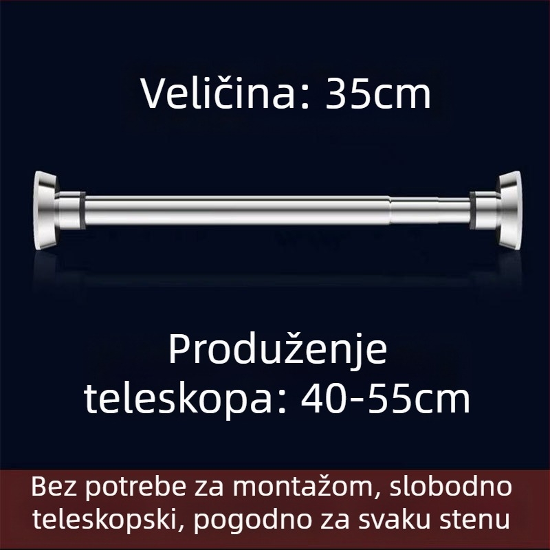 Nerđajuća čelična produživa šipka za sušenje odjeće — bez bušenja, za balkon i kupaonicu, šipka za zavjese