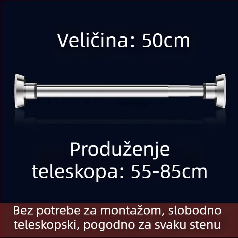 Nerđajuća čelična produživa šipka za sušenje odjeće — bez bušenja, za balkon i kupaonicu, šipka za zavjese
