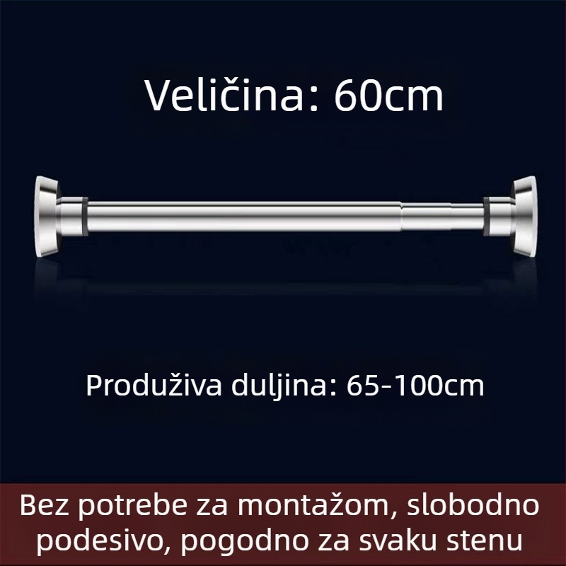 Nerđajuća čelična produživa šipka za sušenje odjeće — bez bušenja, za balkon i kupaonicu, šipka za zavjese