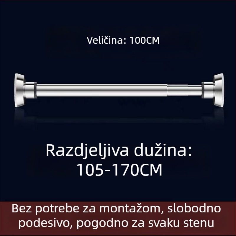 Nerđajuća čelična produživa šipka za sušenje odjeće — bez bušenja, za balkon i kupaonicu, šipka za zavjese