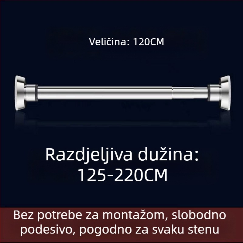 Nerđajuća čelična produživa šipka za sušenje odjeće — bez bušenja, za balkon i kupaonicu, šipka za zavjese