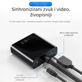 HDMI na VGA adapter kabel sa zvukom, duljina 0,25 m, bakar