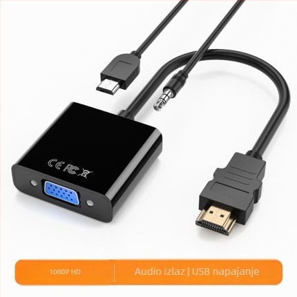 HDMI na VGA adapter kabel sa zvukom, duljina 0,25 m, bakar