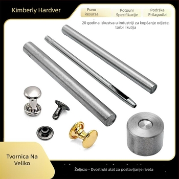 Dvostrani alat za zabijanje čavala, 3-dijelni set za DIY torbe, cipele i šešire — željezo, elektroplating, kružni uzorak, prilagodljive fotografije