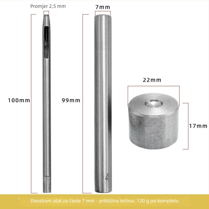 Dvostrani alat za zabijanje čavala, 3-dijelni set za DIY torbe, cipele i šešire — željezo, elektroplating, kružni uzorak, prilagodljive fotografije