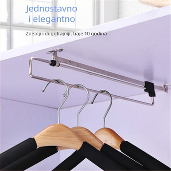 Šipka za garderobu, gornja montaža, teleskopska, od željeza, elektroplatirani premaz
