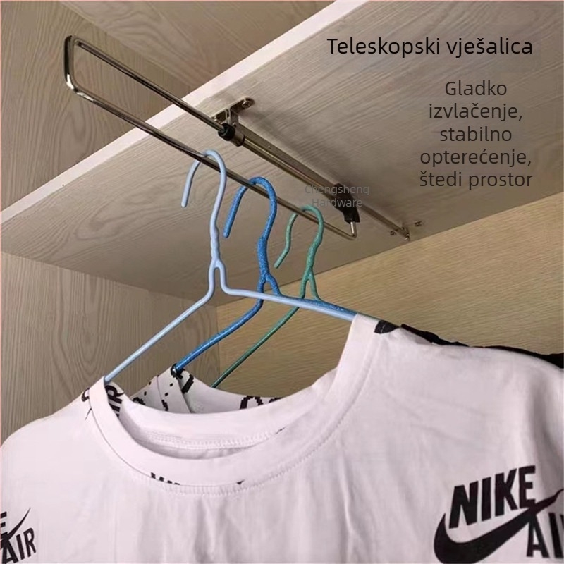 Šipka za garderobu, gornja montaža, teleskopska, od željeza, elektroplatirani premaz
