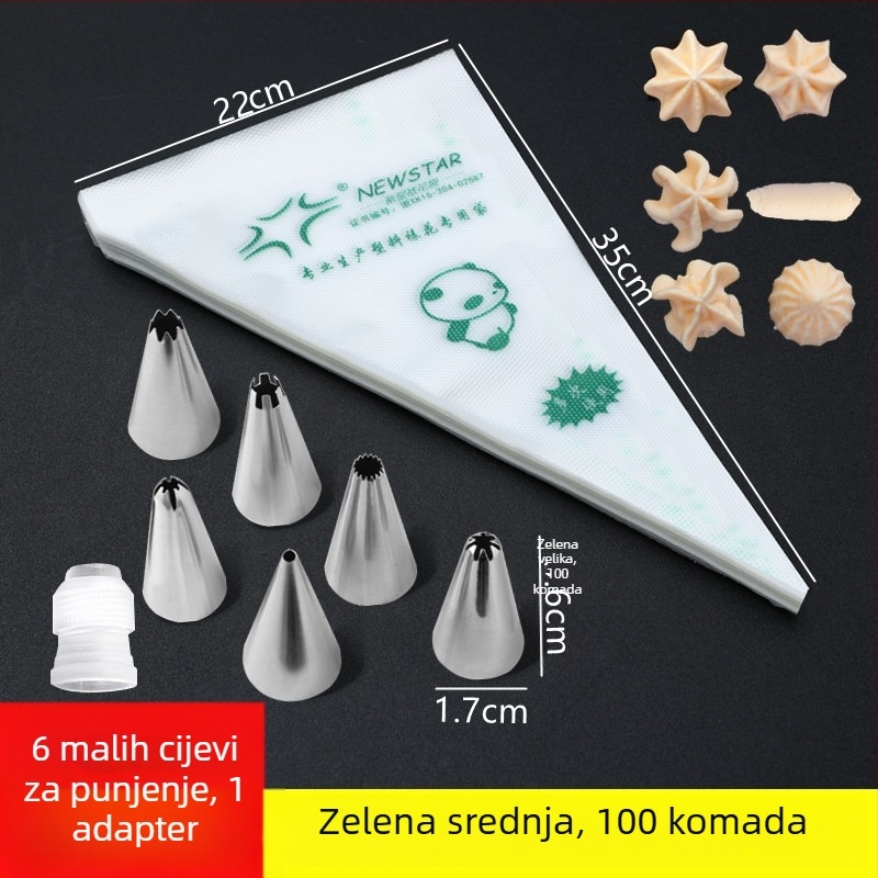 Cjeloviti set vrećica za ukrašavanje i nastavaka za ukrašavanje torti i keksa — prehrambeno sigurna oprema za pečenje