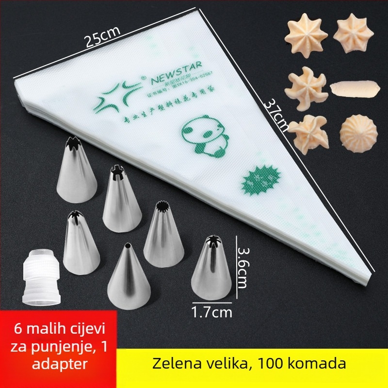 Cjeloviti set vrećica za ukrašavanje i nastavaka za ukrašavanje torti i keksa — prehrambeno sigurna oprema za pečenje