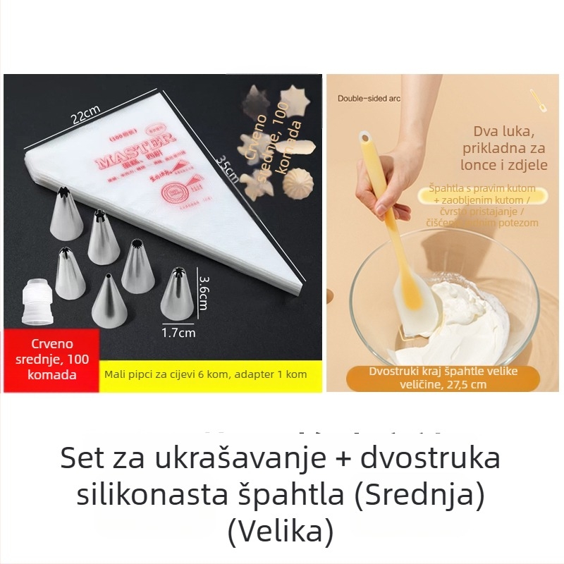 Cjeloviti set vrećica za ukrašavanje i nastavaka za ukrašavanje torti i keksa — prehrambeno sigurna oprema za pečenje