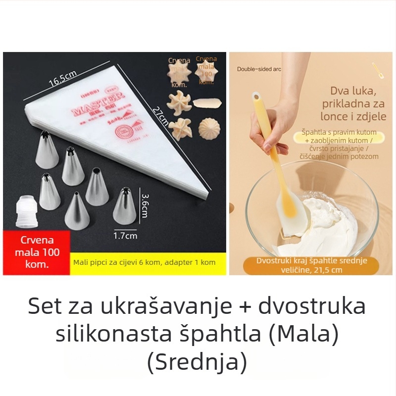 Cjeloviti set vrećica za ukrašavanje i nastavaka za ukrašavanje torti i keksa — prehrambeno sigurna oprema za pečenje
