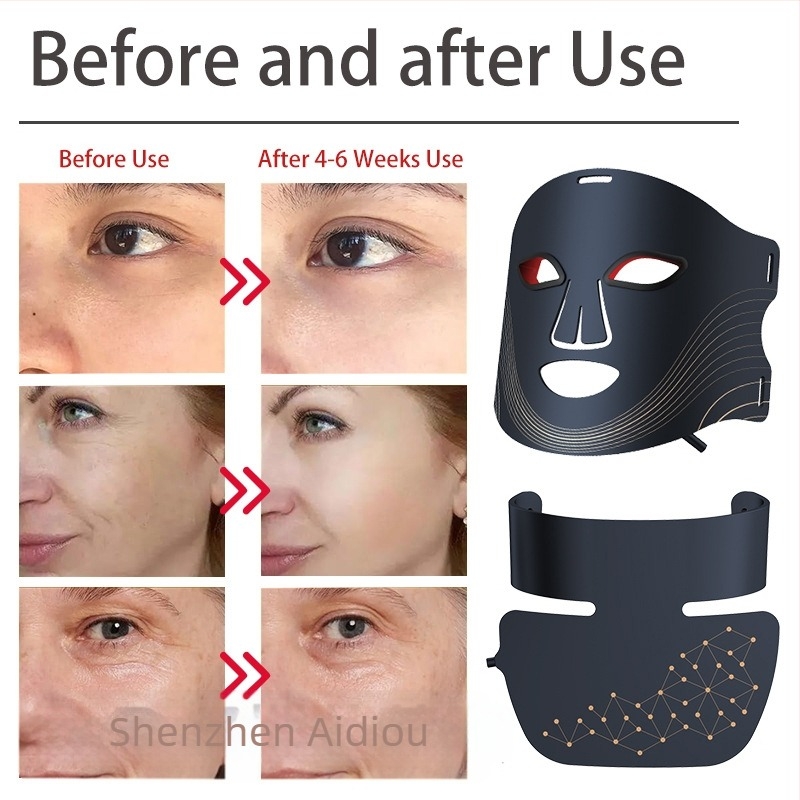 Photon LED uređaj za lice i vrat — silikonska maska, baterija 1200–2000 mAh, IPX4 vodootpornost, fototerapija obojenim svjetlom