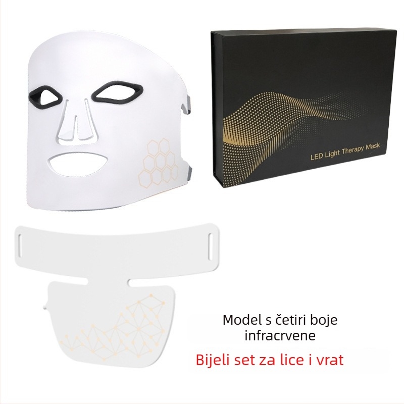 Photon LED uređaj za lice i vrat — silikonska maska, baterija 1200–2000 mAh, IPX4 vodootpornost, fototerapija obojenim svjetlom