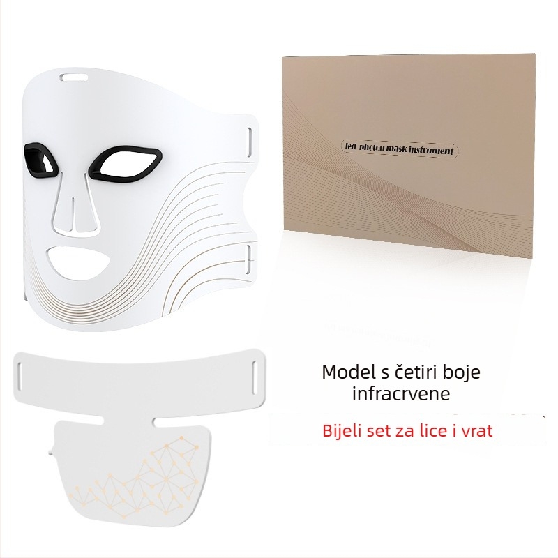 Photon LED uređaj za lice i vrat — silikonska maska, baterija 1200–2000 mAh, IPX4 vodootpornost, fototerapija obojenim svjetlom