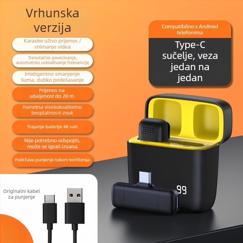 Lavalier mikrofon E30 za mobitel – dječji tip mikrofona, pokretna zavojnica, SNR ≥70 dB