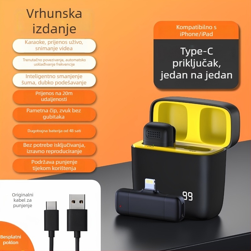 Lavalier mikrofon E30 za mobitel – dječji tip mikrofona, pokretna zavojnica, SNR ≥70 dB