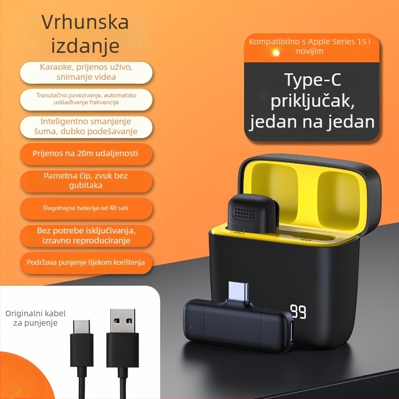 Lavalier mikrofon E30 za mobitel – dječji tip mikrofona, pokretna zavojnica, SNR ≥70 dB