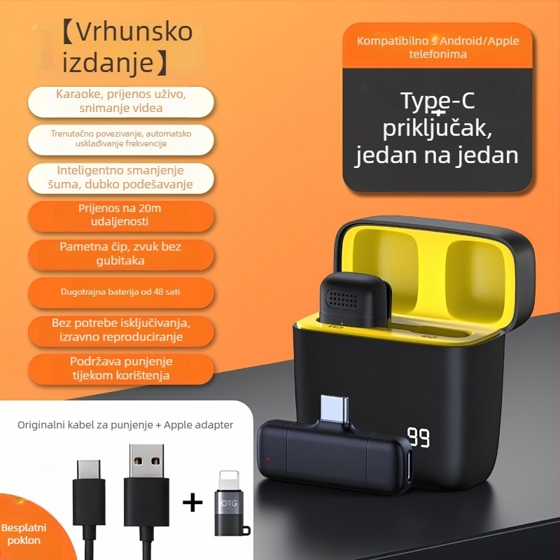 Lavalier mikrofon E30 za mobitel – dječji tip mikrofona, pokretna zavojnica, SNR ≥70 dB