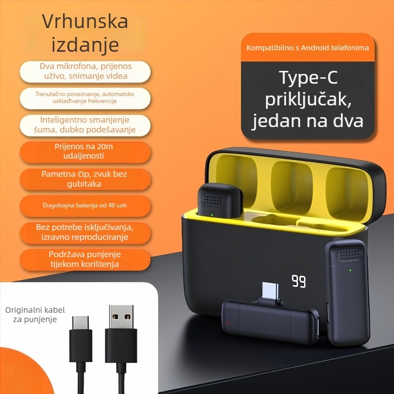 Lavalier mikrofon E30 za mobitel – dječji tip mikrofona, pokretna zavojnica, SNR ≥70 dB