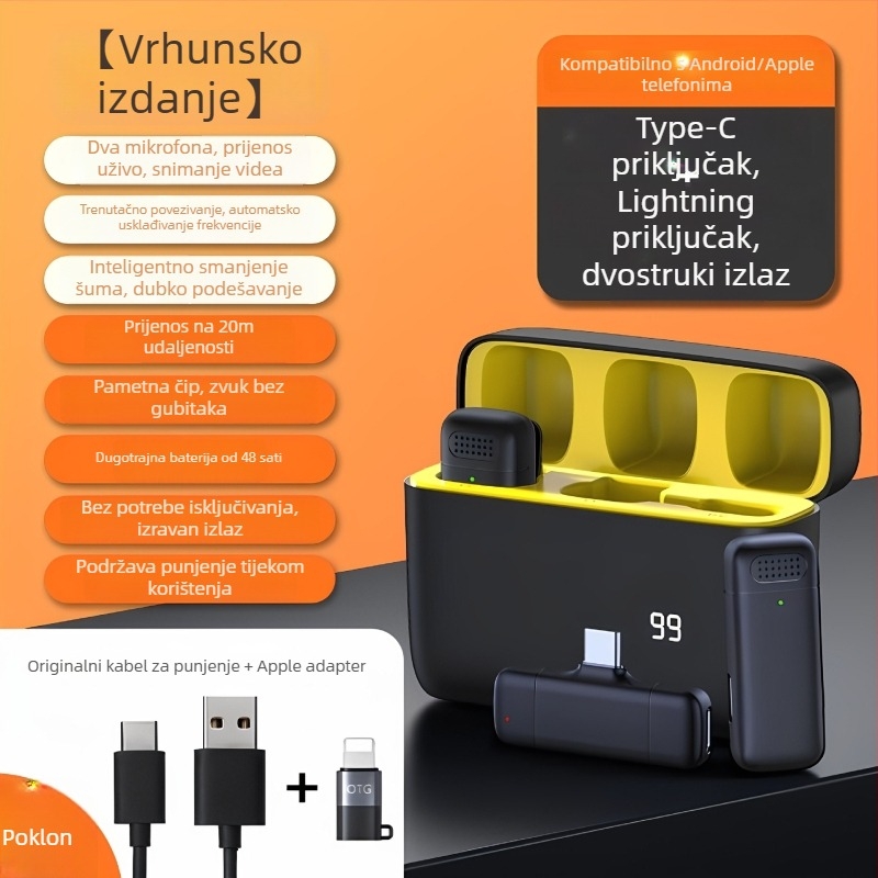 Lavalier mikrofon E30 za mobitel – dječji tip mikrofona, pokretna zavojnica, SNR ≥70 dB