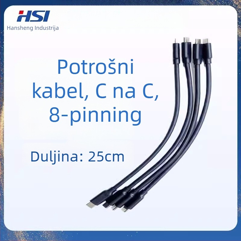 C–C osmerostruki kabel, USB-A–USB-C testni kabel, kompatibilan s Hansheng GTI60XX testerom brzog punjenja