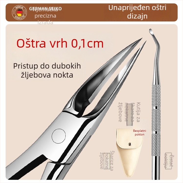Set kliješta za nokte za urasle nokte — kliješta za utor nokta, nehrđajući čelik, prijenosni pedikerski alat