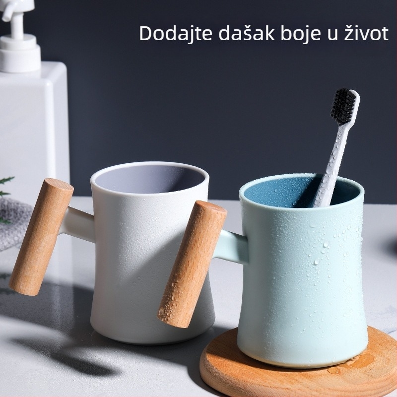 Set čaša za ispiranje usta i čaša za četkicu za zube, plastični, za kućnu upotrebu, prijenosno, za obitelj od tri osobe
