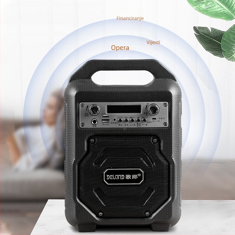 Prijenosni vanjski zvučnik za kvadratni ples: Bluetooth 5.0, IPX2 vodootpornost, 15W izlaz, ugrađena baterija 2000–4000mAh, domet 15 m