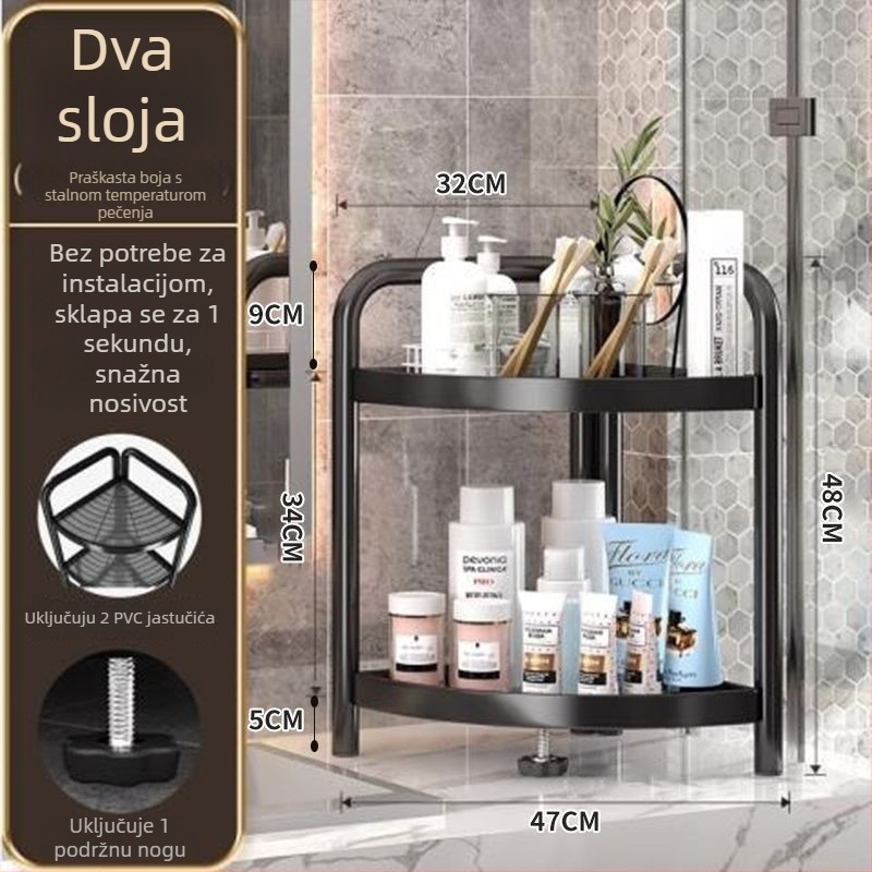 Podni trokutasti stalak za kupaonicu, od željeza, završni premaz pećom bojom, 5 etaža, nosivost 15–20 kg / 5–10 kg / 25–30 kg