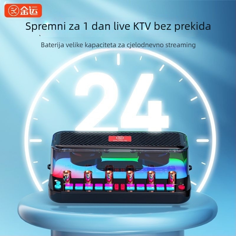 Integrirani audio interfejs s ugrađenim zvučnicima za mobitele i PC, Bluetooth 5.3, 2-kanalni, 100 Hz–20 kHz, SNR ≥95 dB, 10 W.