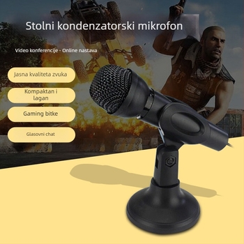 USB kondenzatorski mikrofon za računalo – 3,5 mm ulaz, raspon frekvencija 20 Hz–20 kHz, SNR ≥100 dB