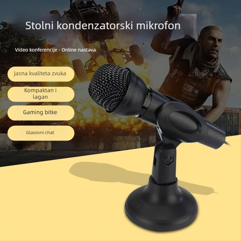 USB kondenzatorski mikrofon za računalo – 3,5 mm ulaz, raspon frekvencija 20 Hz–20 kHz, SNR ≥100 dB