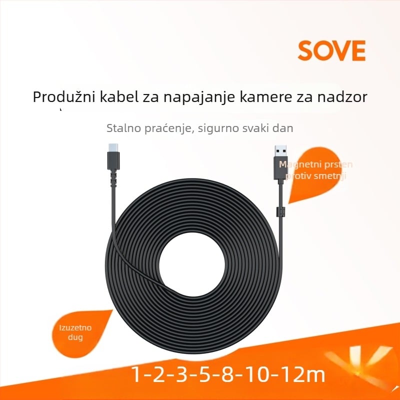 Prošireni kabel za sigurnosnu kameru s Type-C priključkom, marke Sove su wei, kompatibilan s kamerama za nadzor, vanjska upotreba
