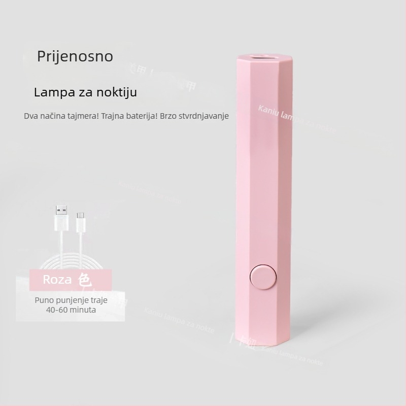 Lampa za sušenje noktiju za nail art — brzo sušenje, ručna, prijenosna, punjiva, sa stalkom