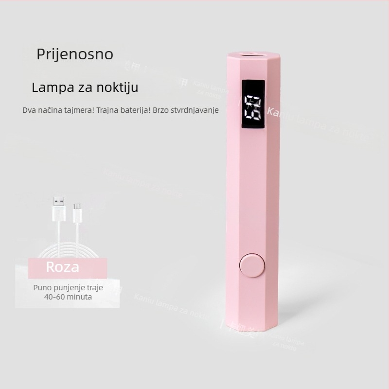 Lampa za sušenje noktiju za nail art — brzo sušenje, ručna, prijenosna, punjiva, sa stalkom