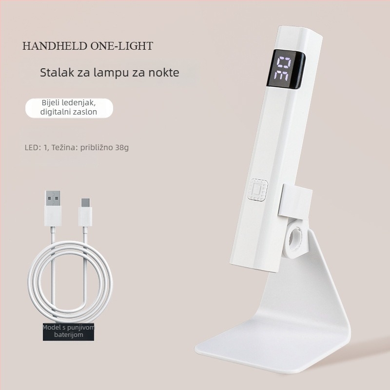 LED lampica za nokte – LED lampa s jedinstvenim dizajnom linije, s nosačem, prijenosna, punjiva, s prikazom (Model Mini-lz01; Šifra proizvoda Mini-lz01 nail art one-line lamp; Brand: OEM; Uvoz: Ne)