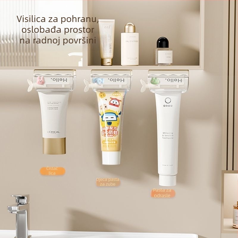 Ogledna škrinja s sistemom za iztiskanje zobne paste, odvojivi držač za lice i ručnik, spremnik za električnu četkicu, magnetska kutija za kupaonicu