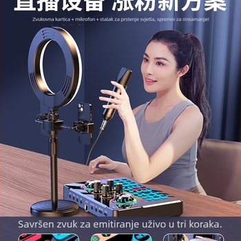 NX6 Komplet zvučne kartice za livestream s kardioidnim mikrofonom, 2-kanalni, SNR ≥70 dB, bez baterije, podržava bežičnu povezanost