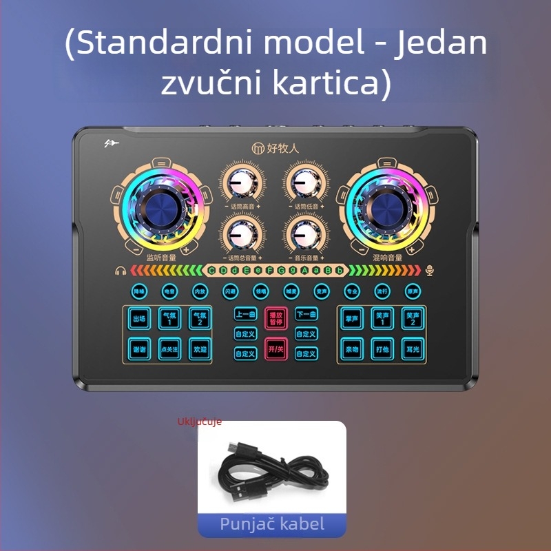 NX6 Komplet zvučne kartice za livestream s kardioidnim mikrofonom, 2-kanalni, SNR ≥70 dB, bez baterije, podržava bežičnu povezanost