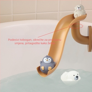 Kognitivna plivajuća igračka za kupanje s pingvinom - plastični set za vodu za djecu 0–3 godine, igračka s mrežicom za pecanje